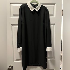 VICTORIA BECKHAM FOR TARGET Black White Collared Long Sleeve Dress w/ Rabbits